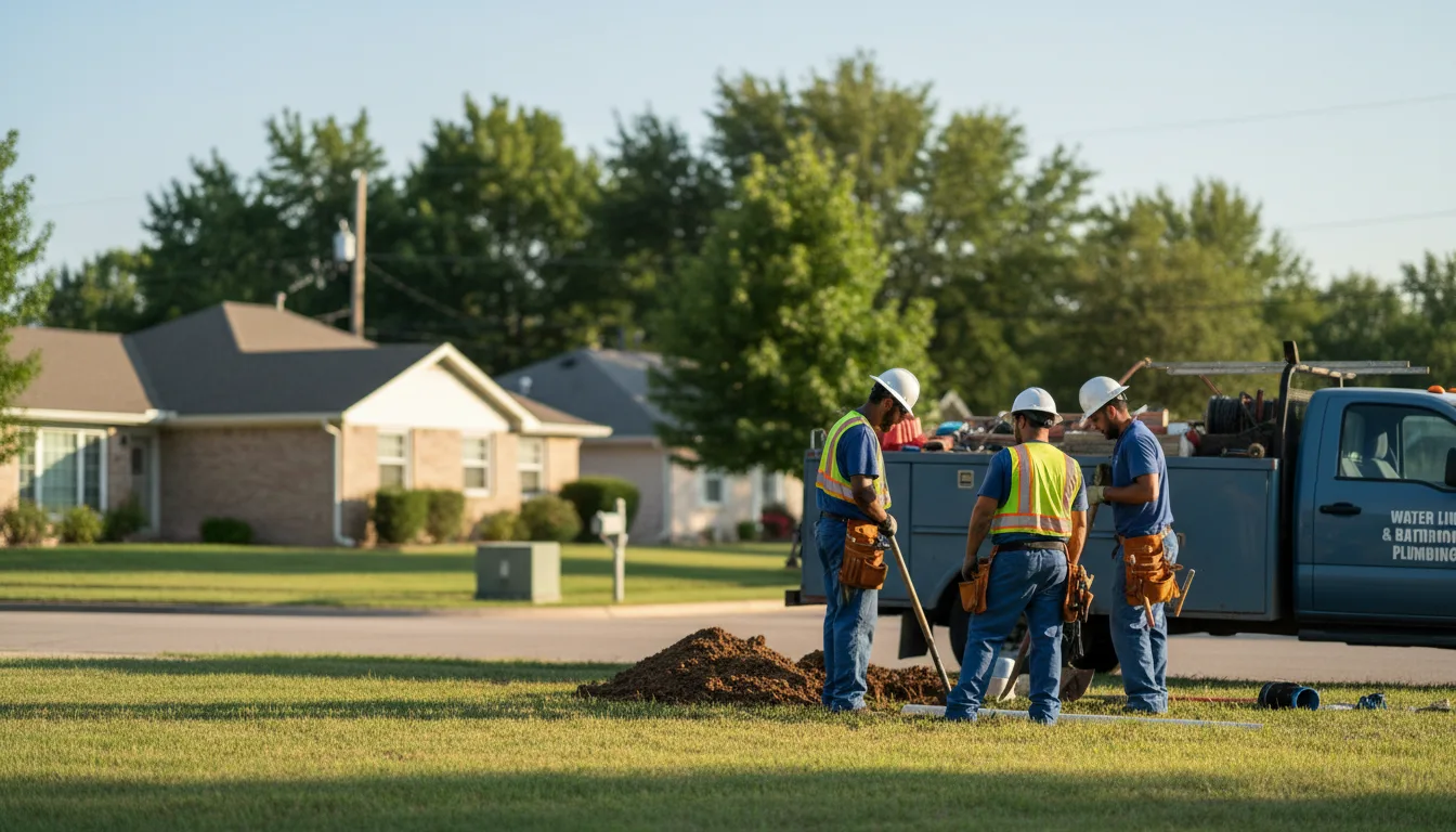 Residential water line and bathroom plumbing service in Kenefic, OK